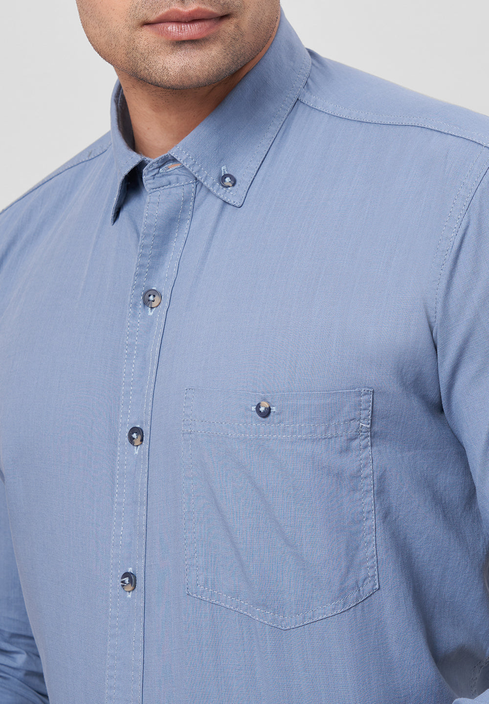 Pure Cotton Semi Formal-Smart Fit Shirt - 42421