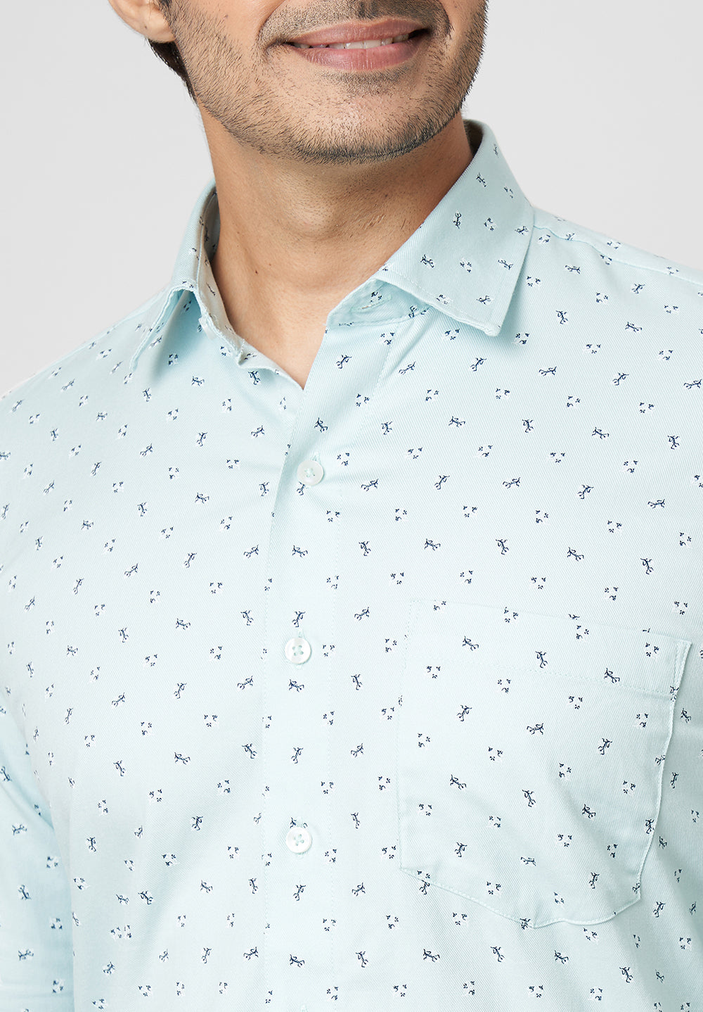Pure Cotton Semi Formal-Smart Fit Shirt - 40837