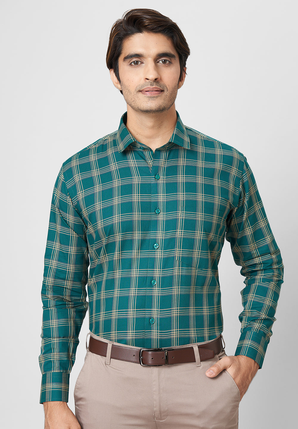 Men Green Regular Fit Formal Shirt – Fashionking Brands Pvt Ltd