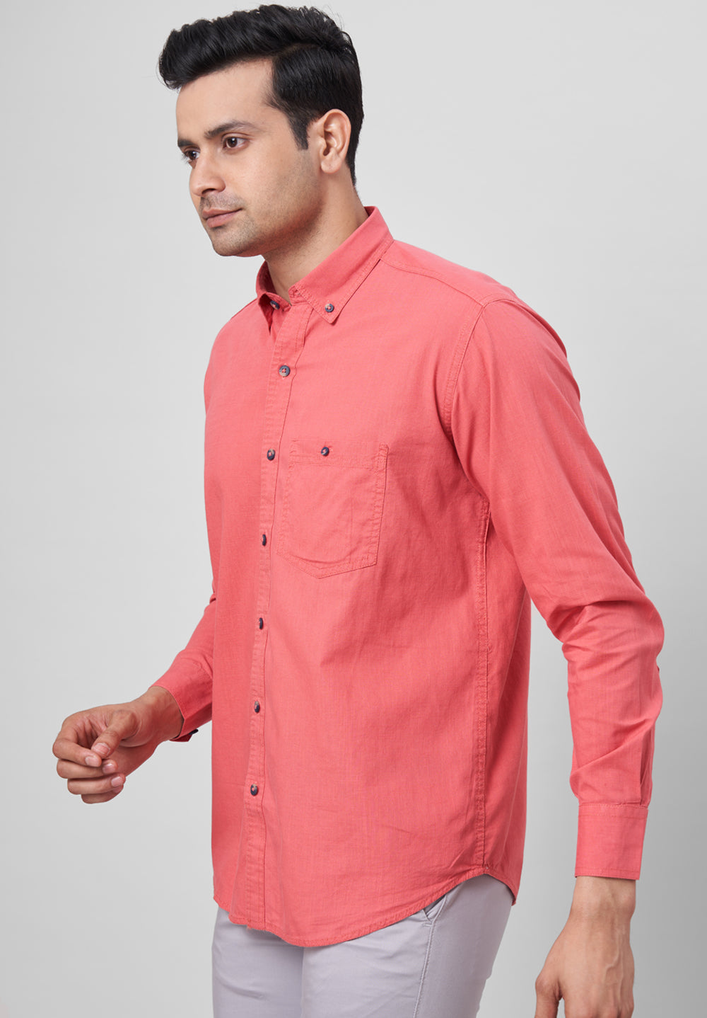 Pure Cotton Semi Formal-Smart Fit Shirt - 42414