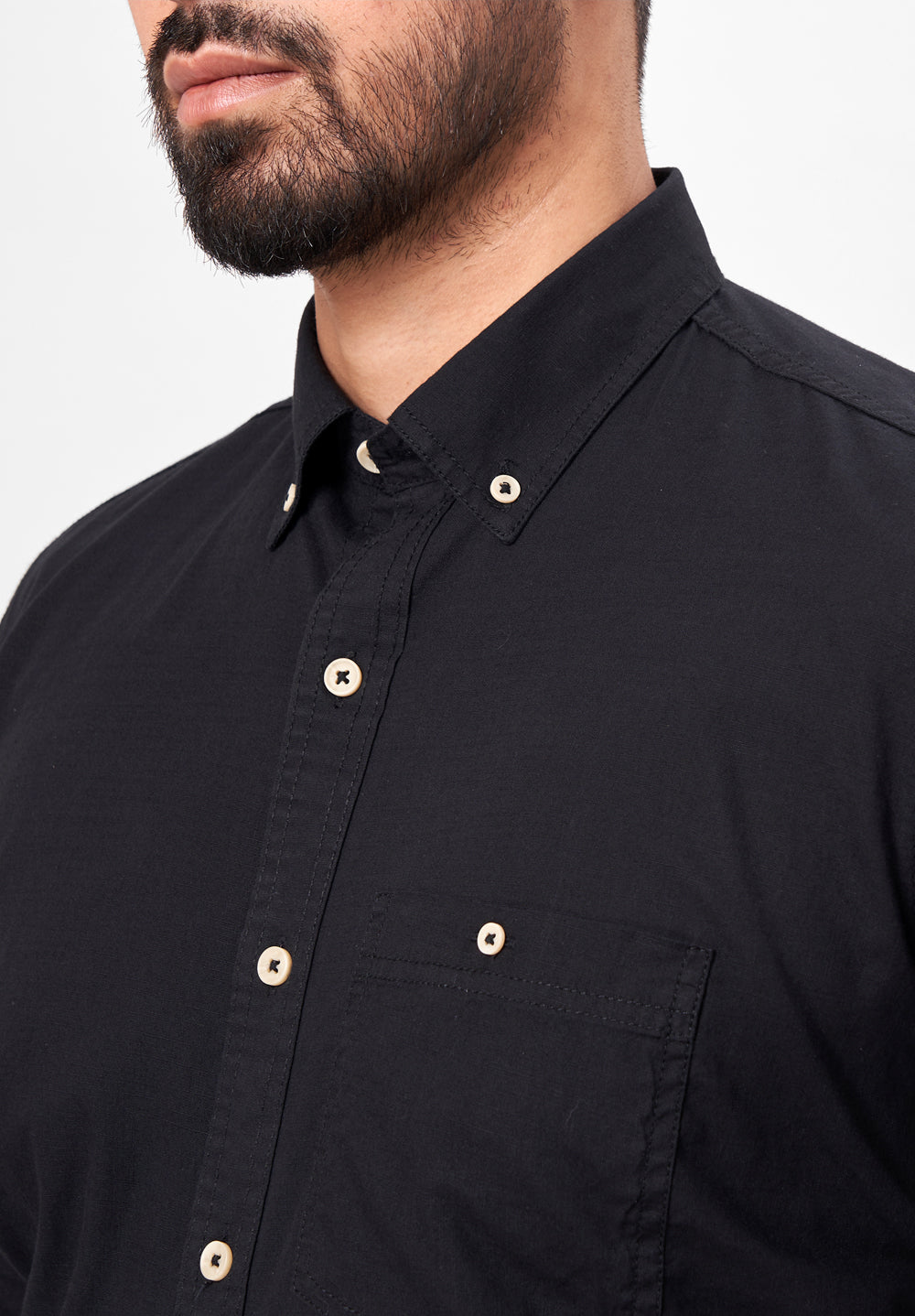 Pure Cotton Semi Formal-Smart Fit Shirt - 42418
