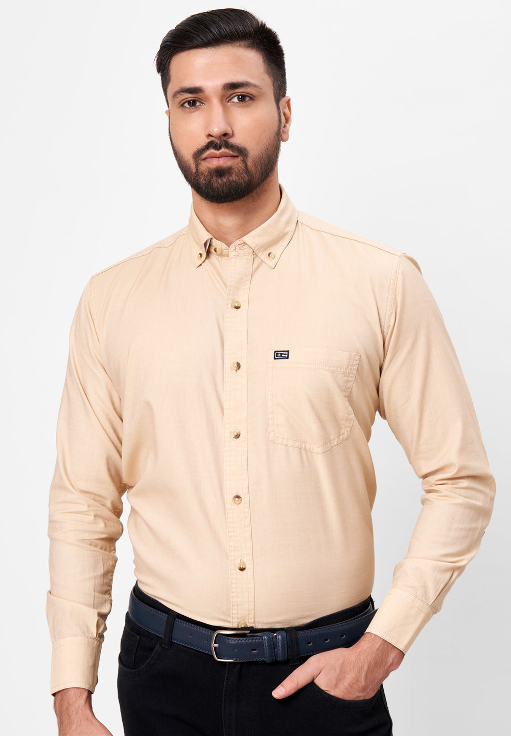 Pure Cotton Semi Formal-Smart Fit Shirt - 42708