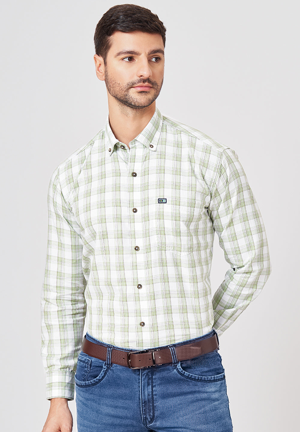 Pure Cotton Semi Formal-Smart Fit Shirt - 42854