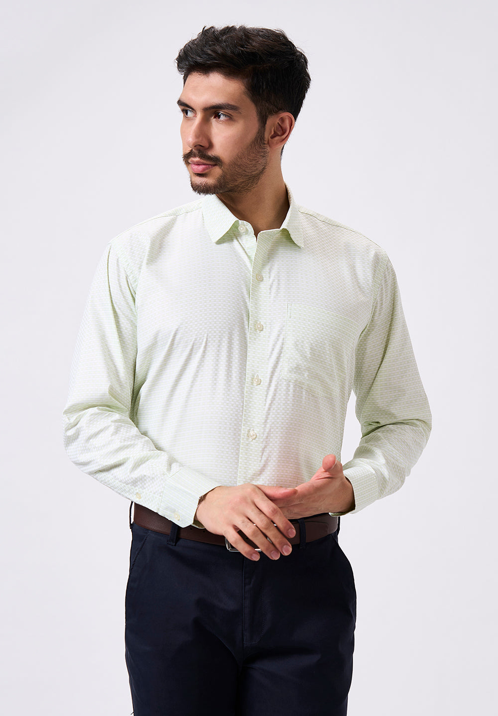 Men Green Regular Fit Formal Shirt