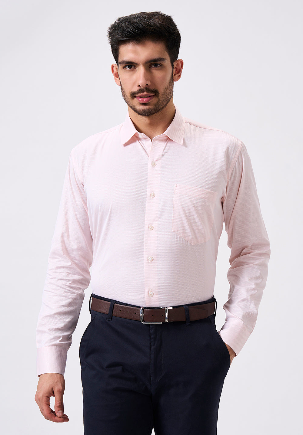 Men Peach Regular Fit Formal Shirt