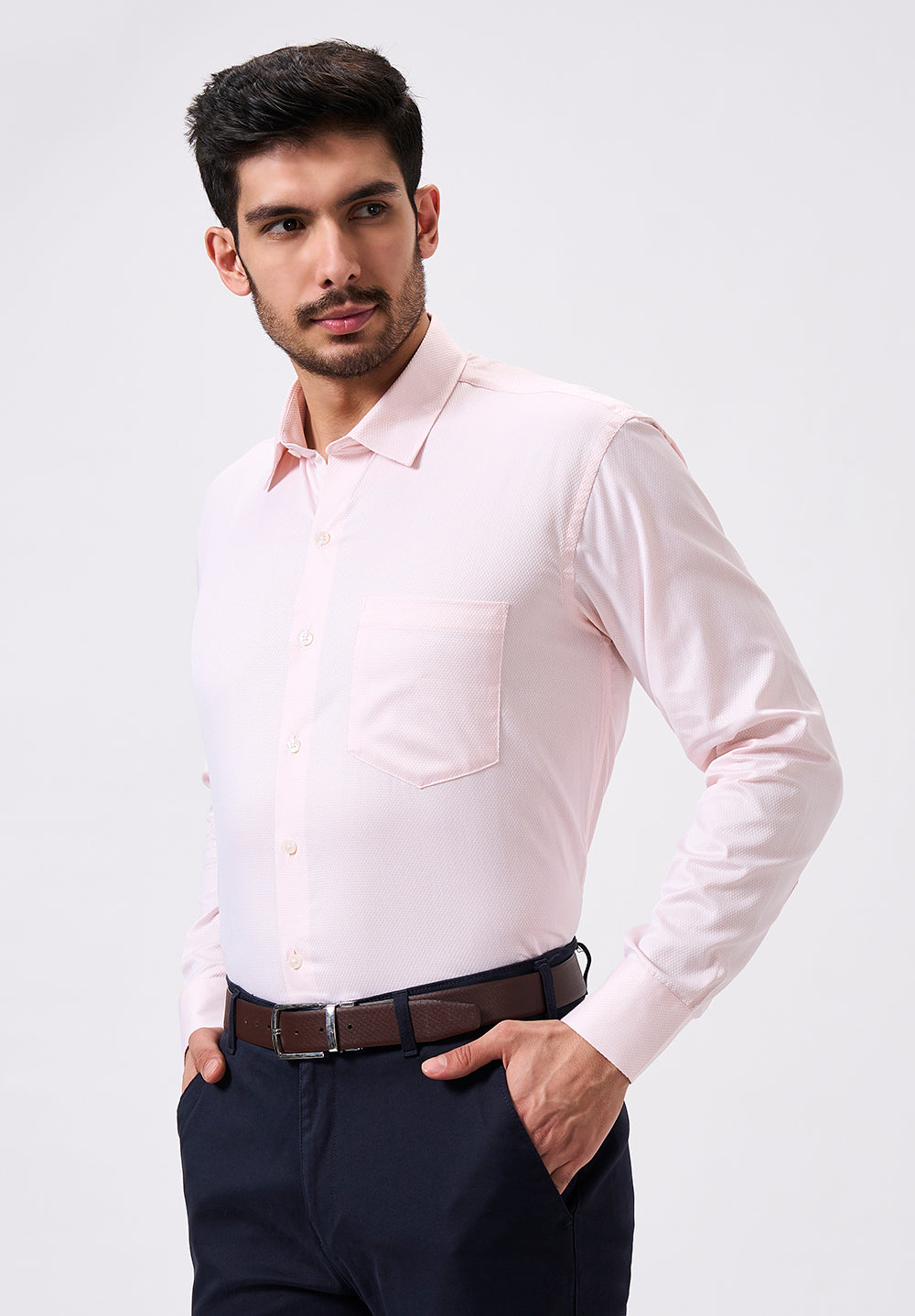 Men Peach Regular Fit Formal Shirt