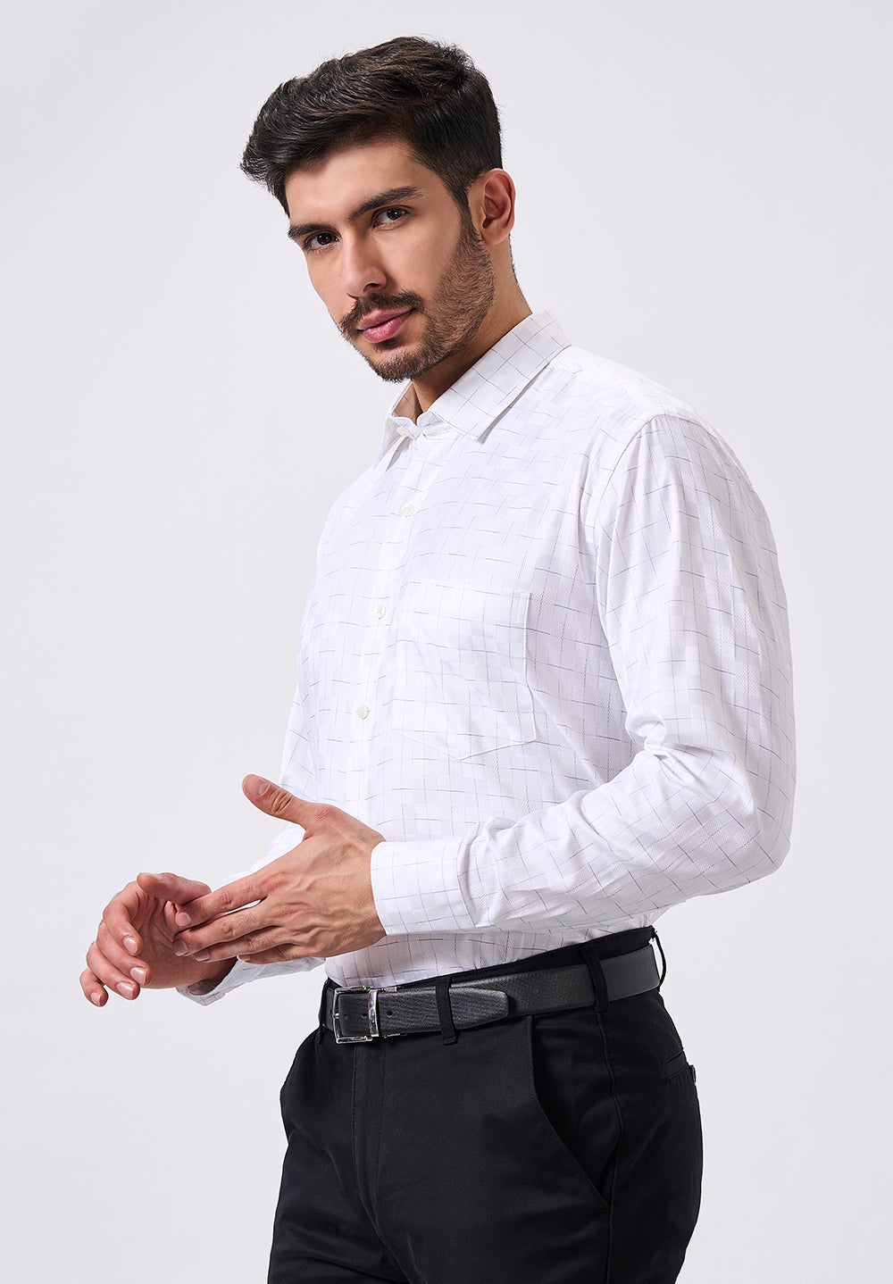 Men White Regular Fit Formal Shirt