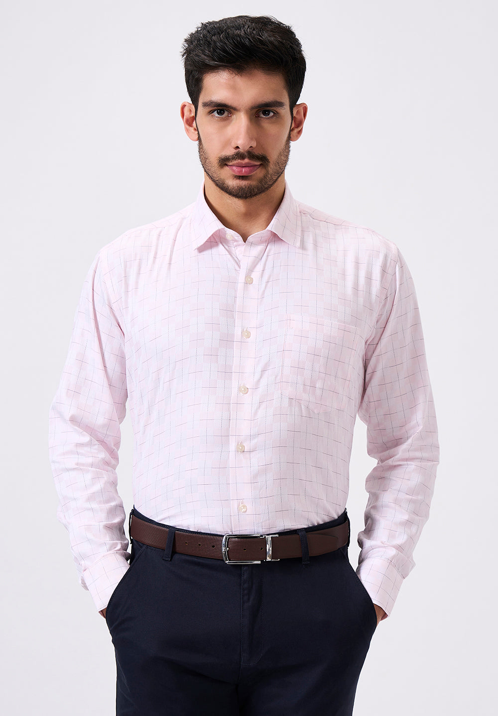 Men Peach Regular Fit Formal Shirt