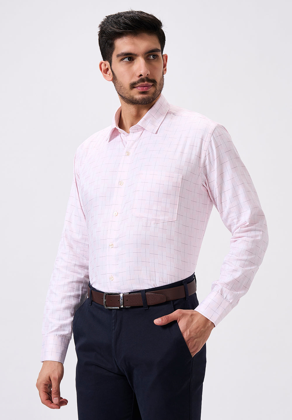 Men Peach Regular Fit Formal Shirt