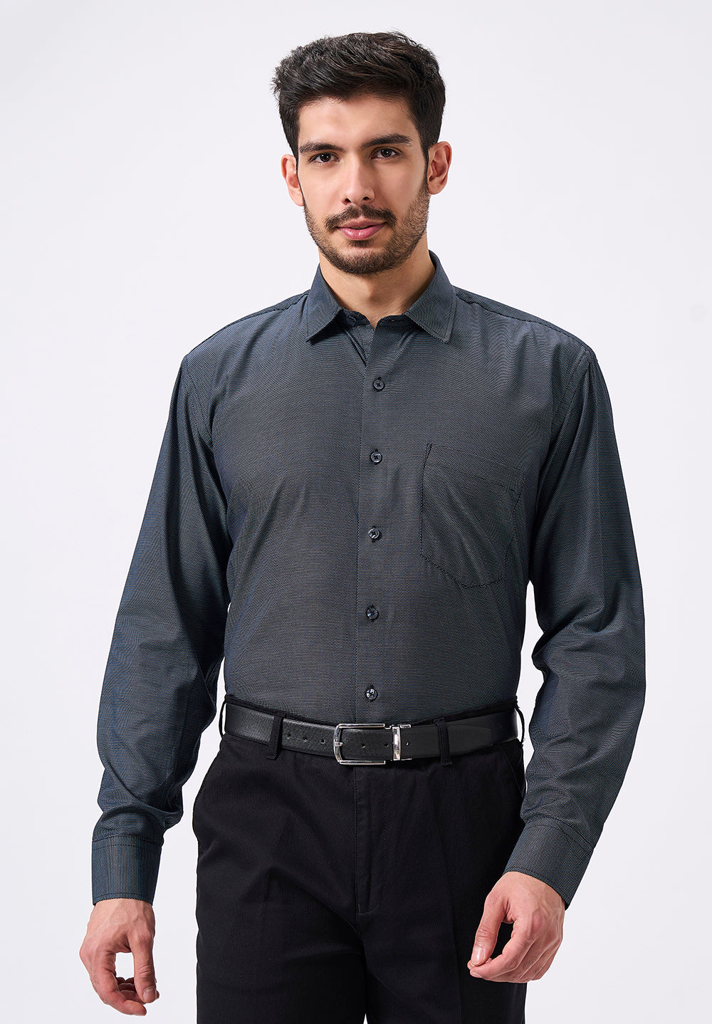 Men Grey Regular Fit Formal Shirt