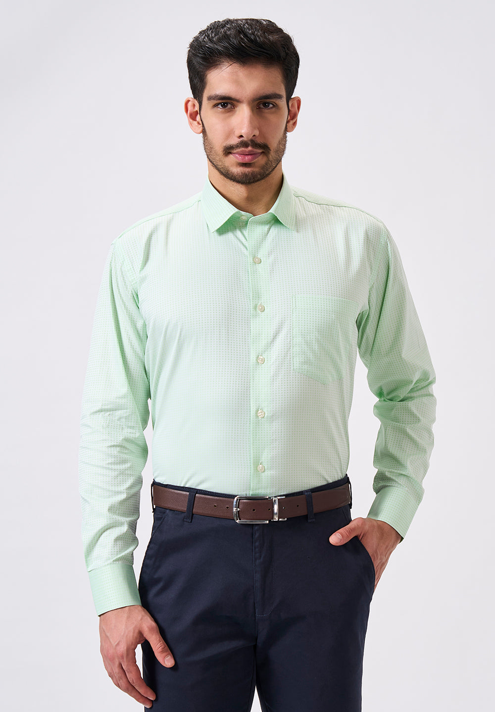 Men Green Regular Fit Formal Shirt
