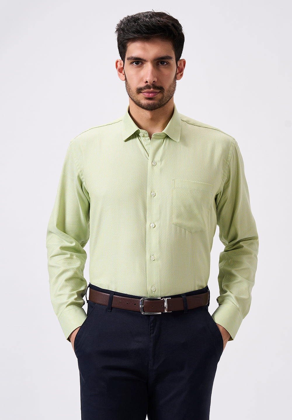 Men Green Regular Fit Formal Shirt