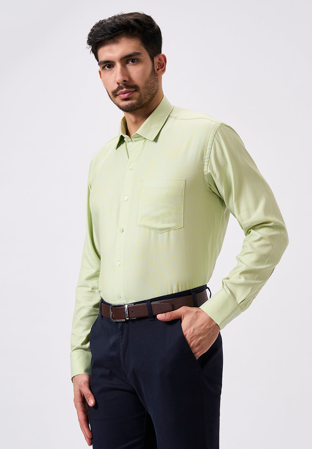 Men Green Regular Fit Formal Shirt