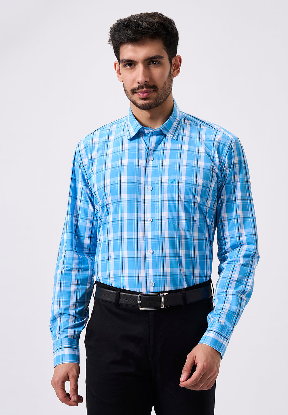 Men Blue Regular Fit Formal Shirt