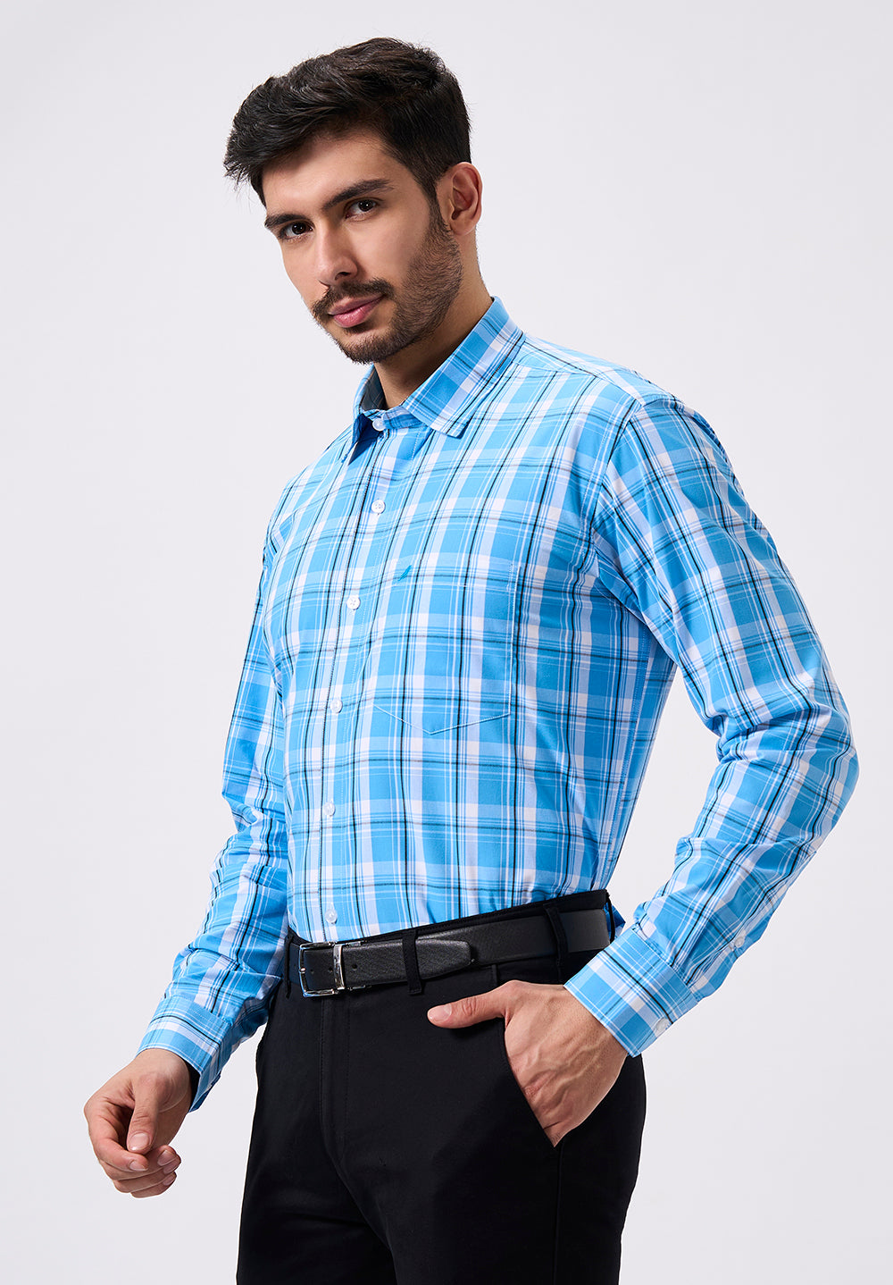 Men Blue Regular Fit Formal Shirt