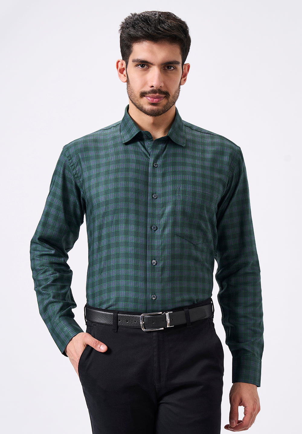 Men Green Regular Fit Formal Shirt