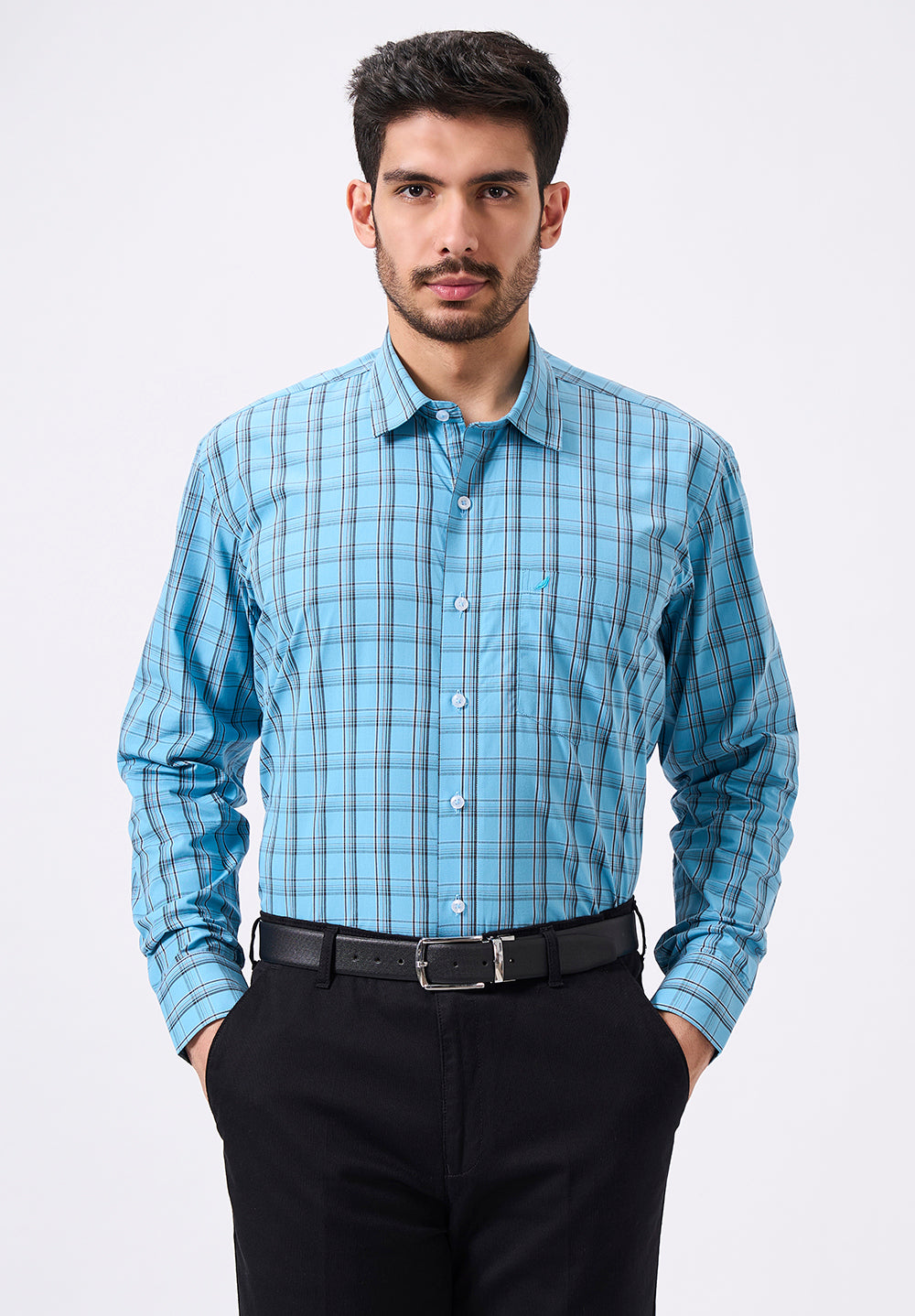Men Blue Regular Fit Formal Shirt