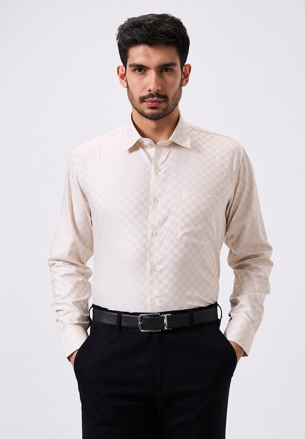 Men Peach Regular Fit Formal Shirt