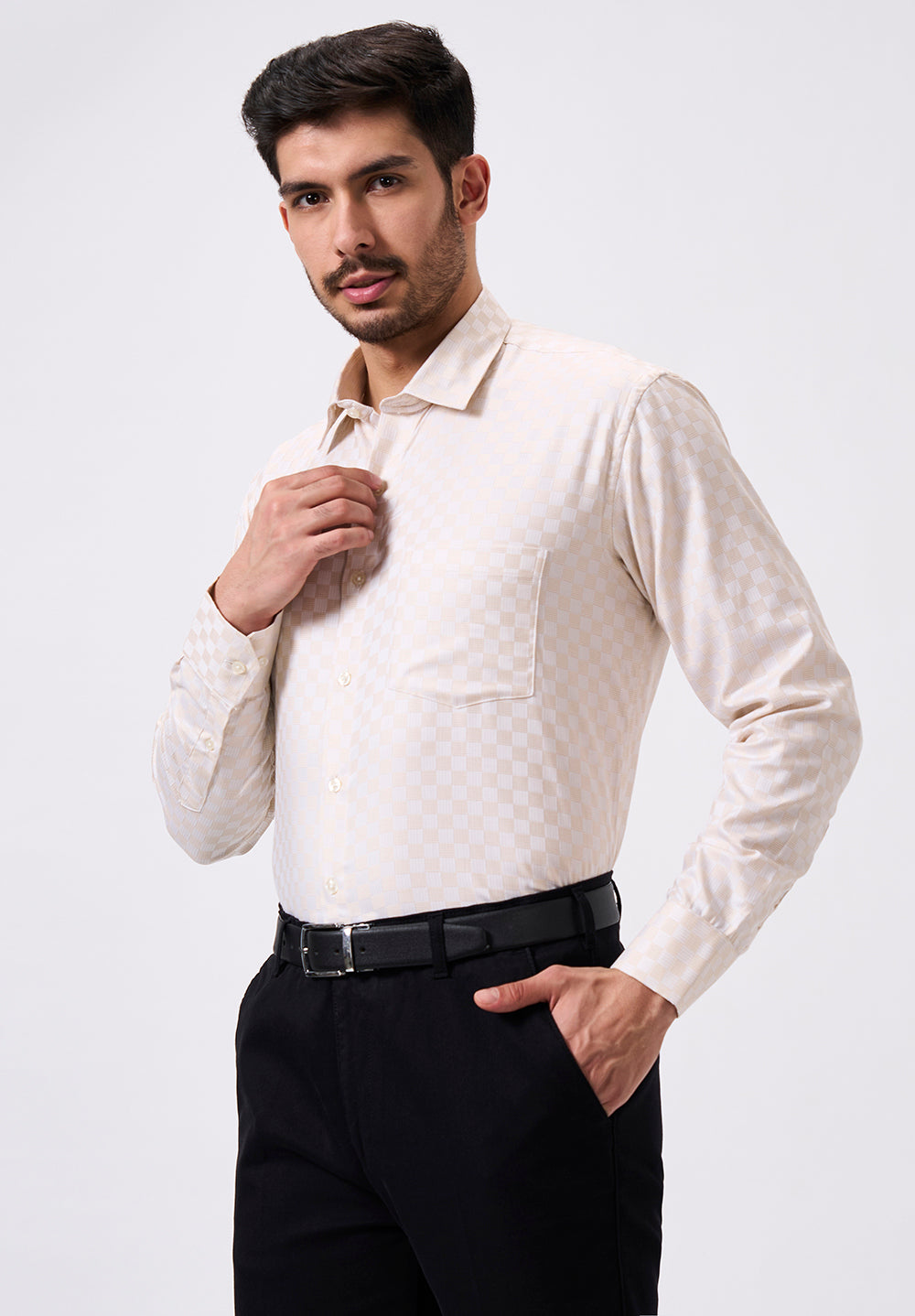 Men Peach Regular Fit Formal Shirt
