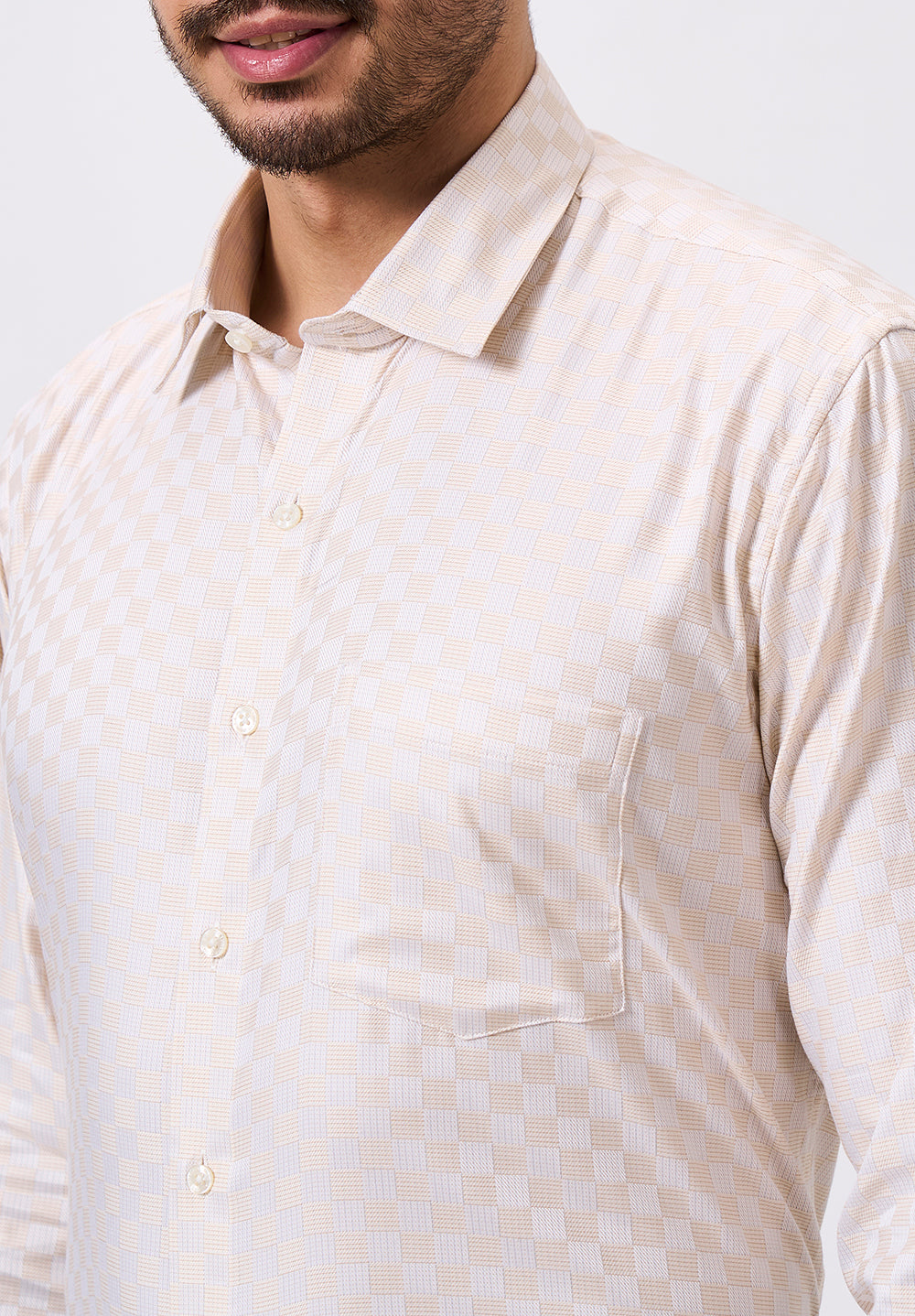 Men Peach Regular Fit Formal Shirt