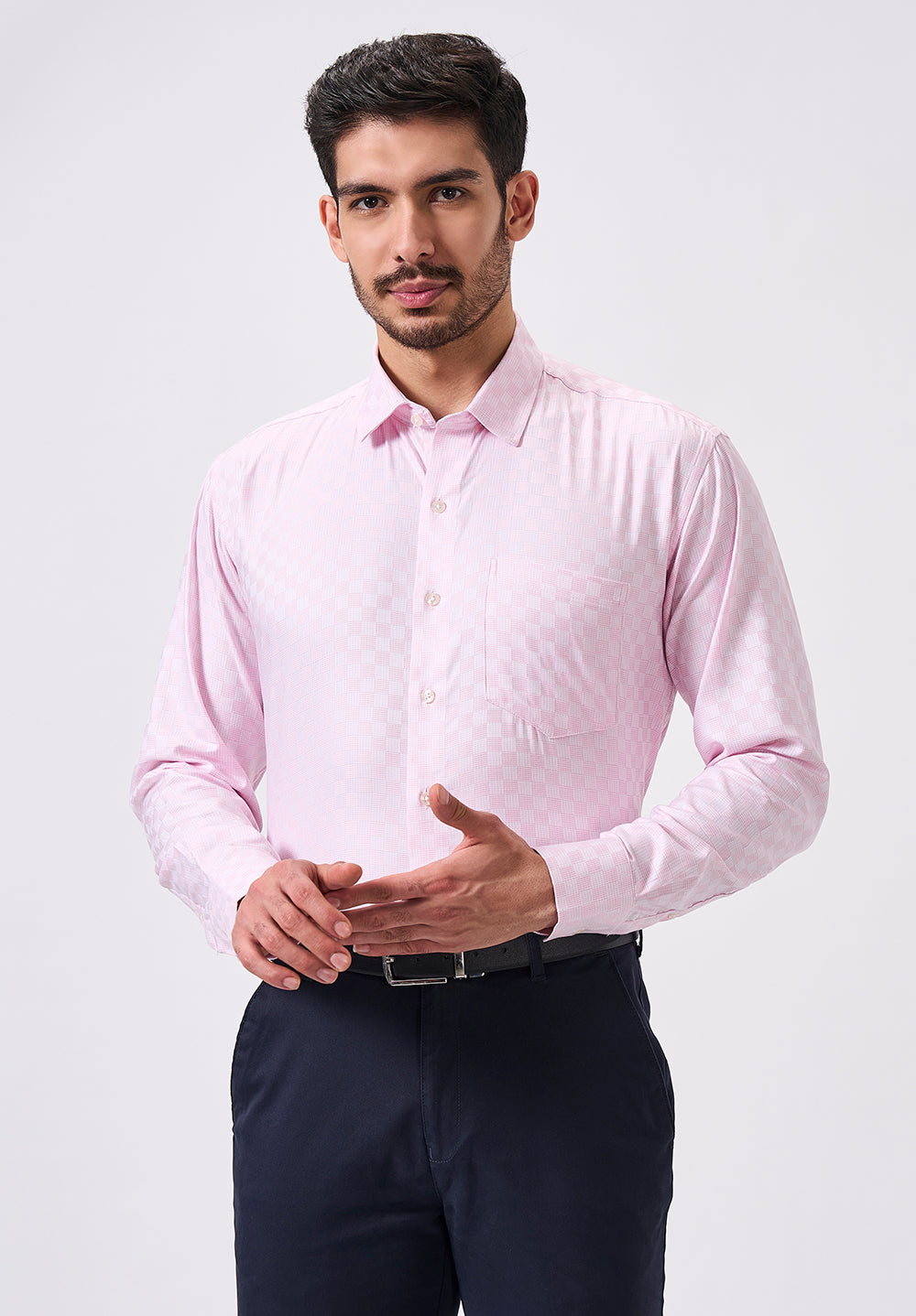 Men Light Pink Regular Fit Formal Shirt