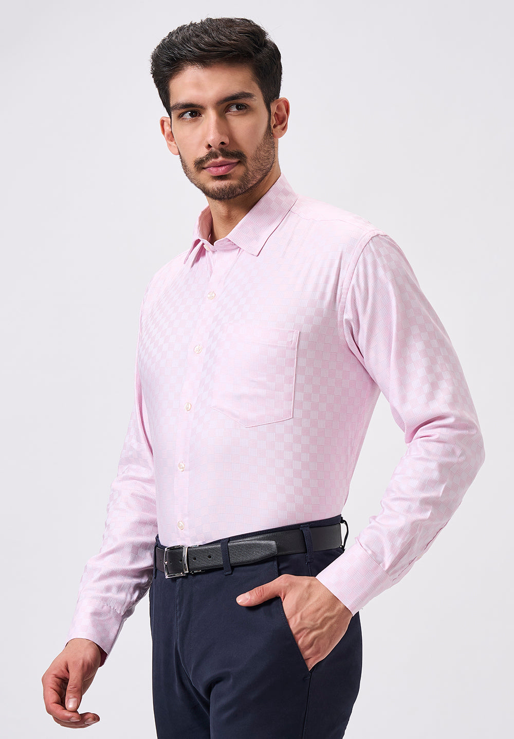 Men Light Pink Regular Fit Formal Shirt