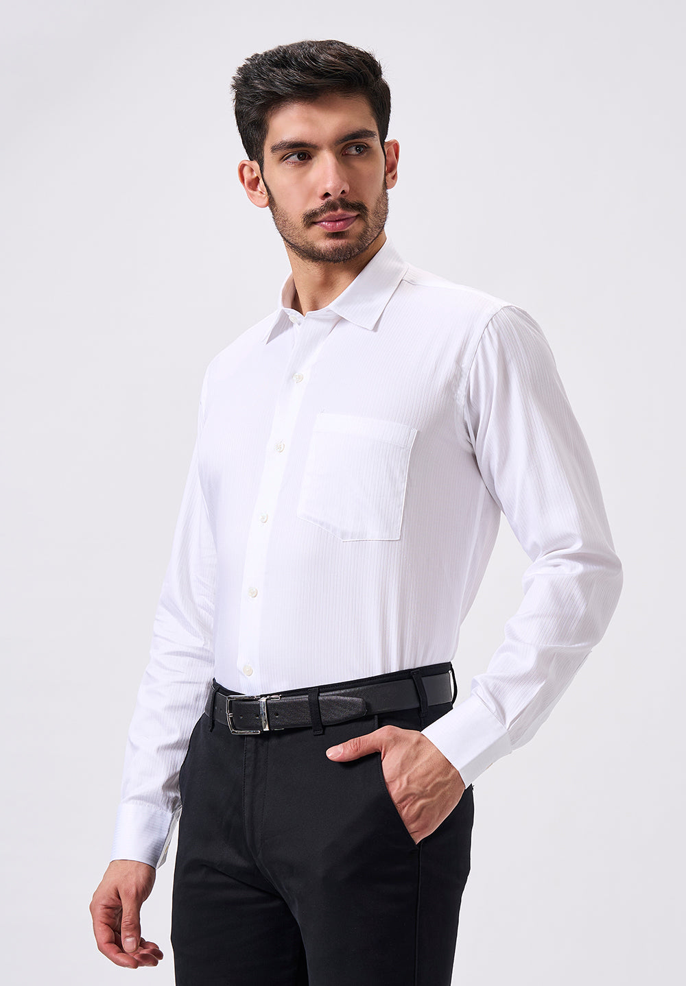 Men White Regular Fit Formal Shirt