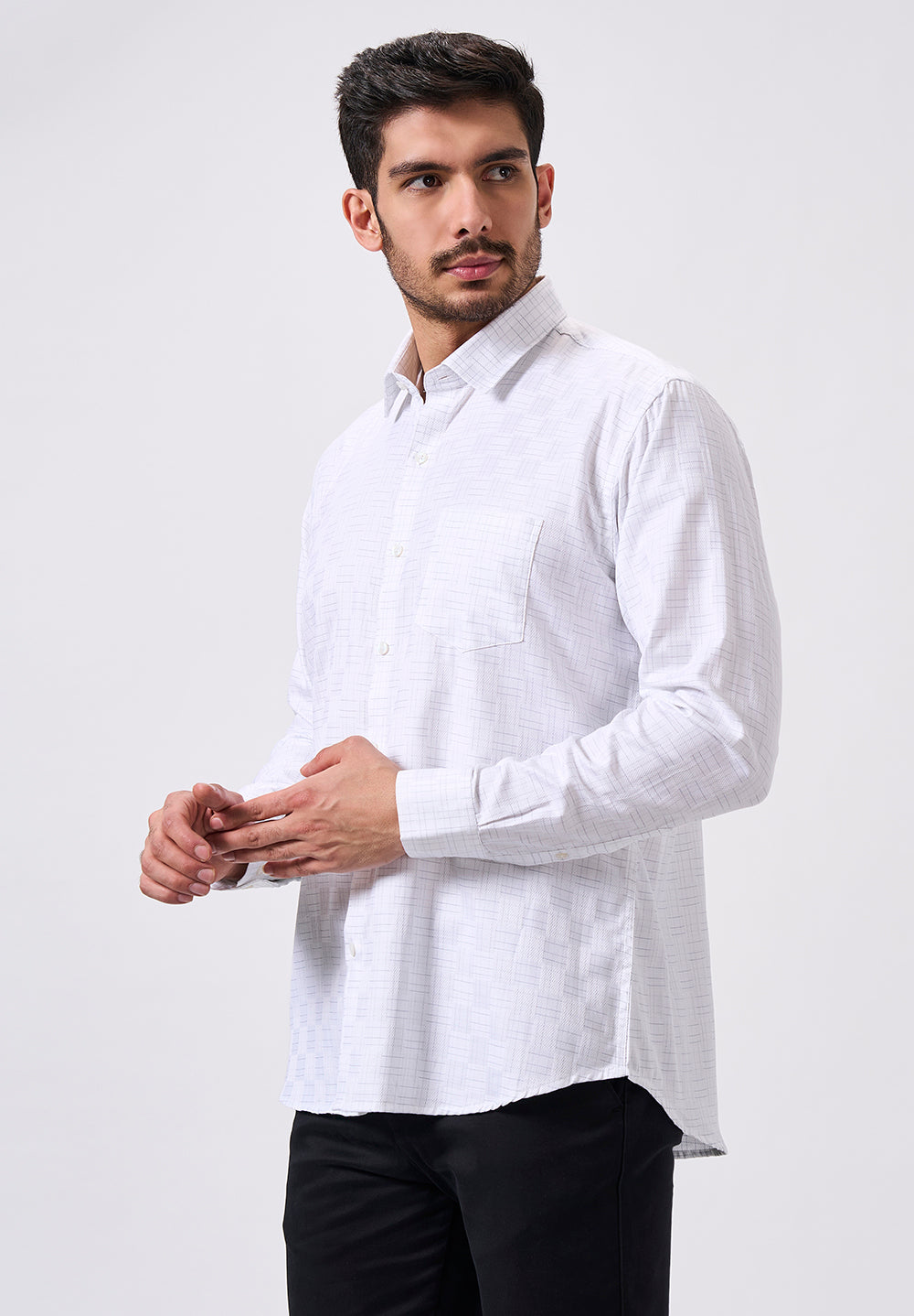 Men White Slim Fit Formal Shirt