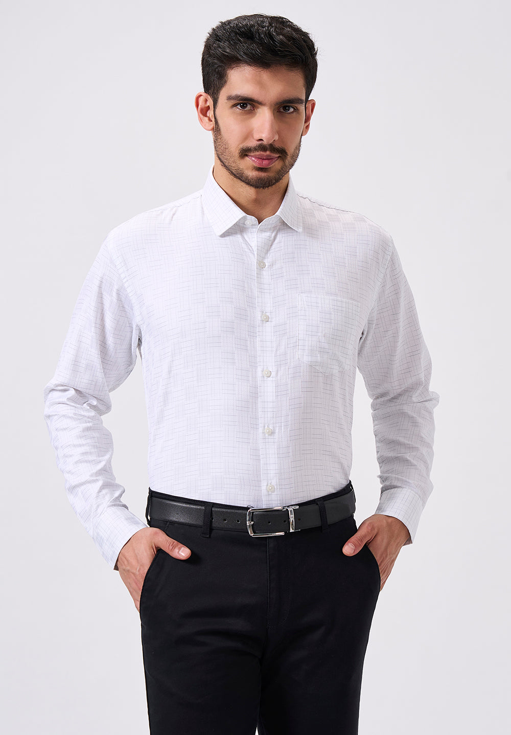 Men White Slim Fit Formal Shirt