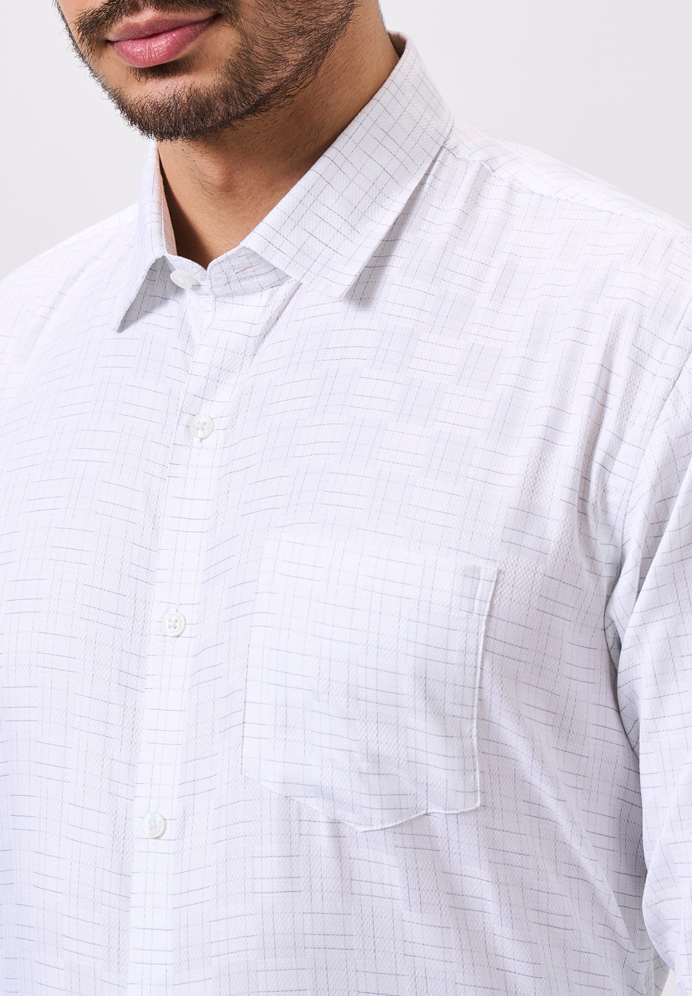 Men White Slim Fit Formal Shirt