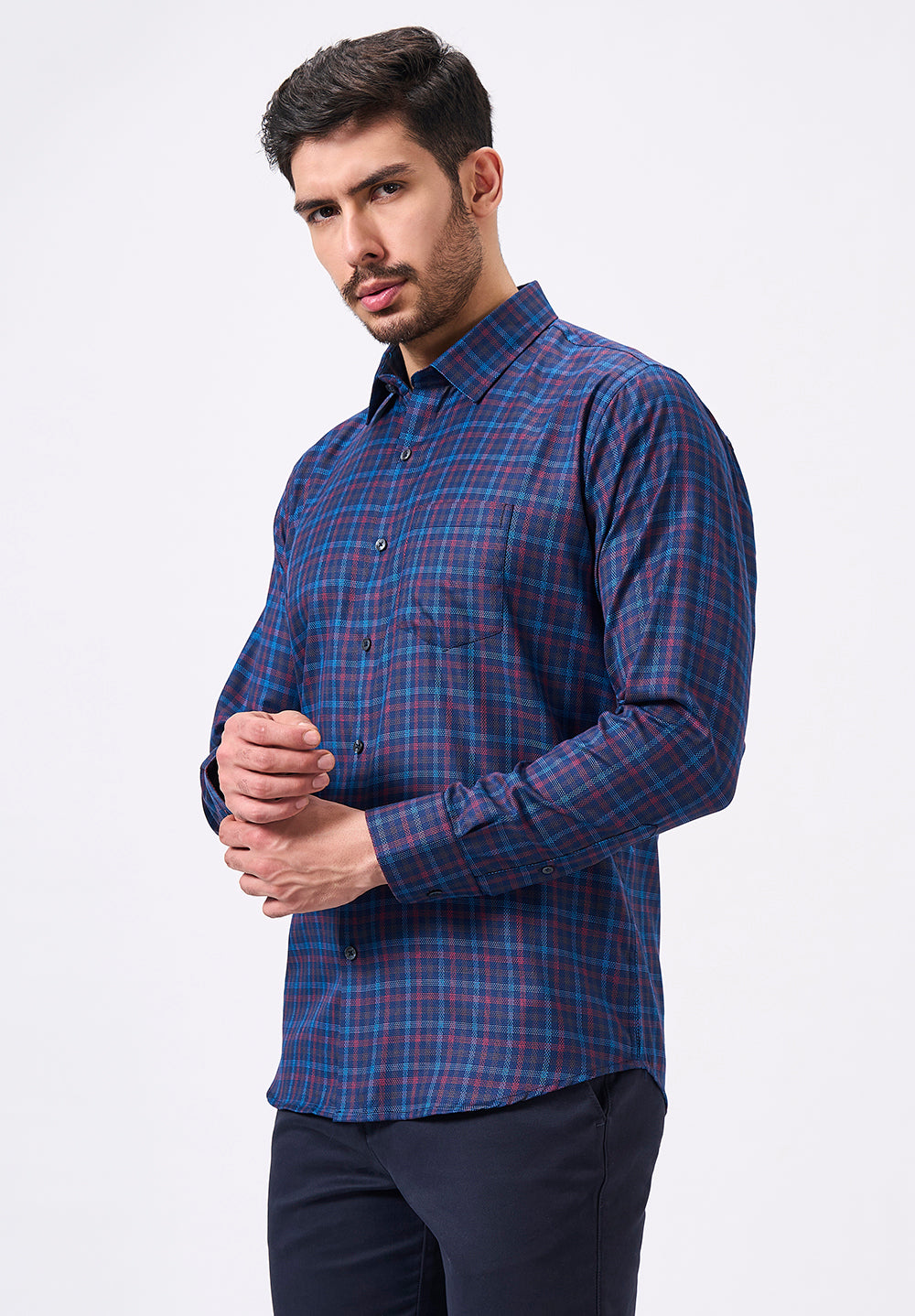 Men Blue Slim Fit Formal Shirt