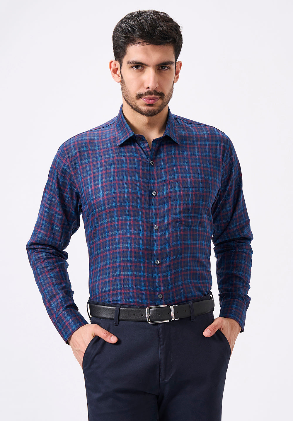 Men Blue Slim Fit Formal Shirt