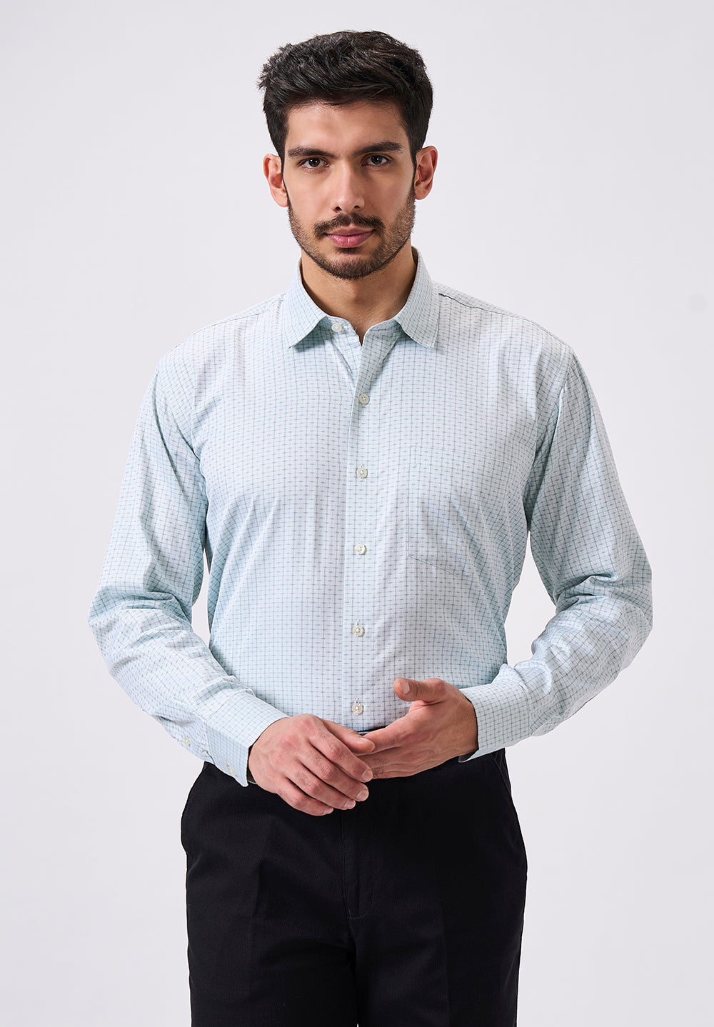 Men Light Blue Regular Fit Formal Shirt