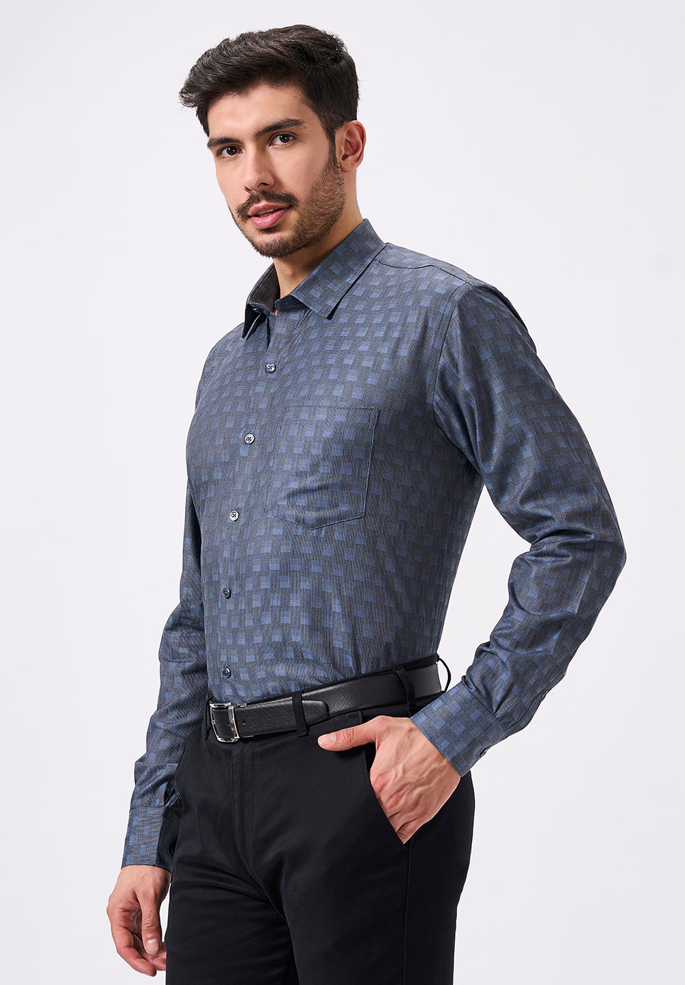 Men Blue Regular Fit Formal Shirt