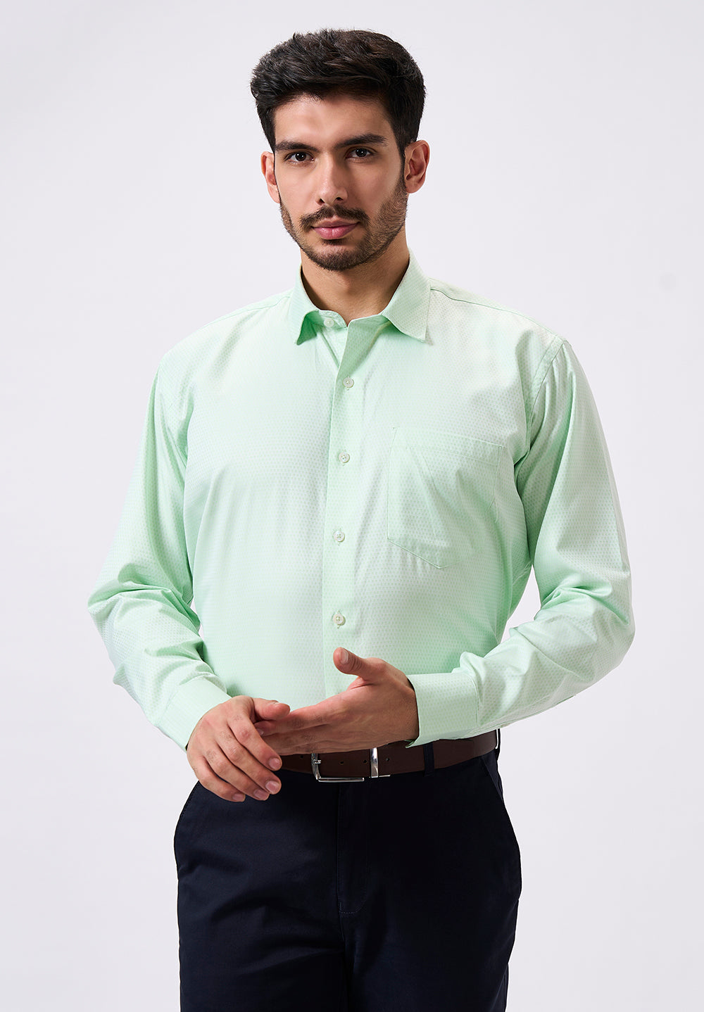 Men Green Regular Fit Formal Shirt