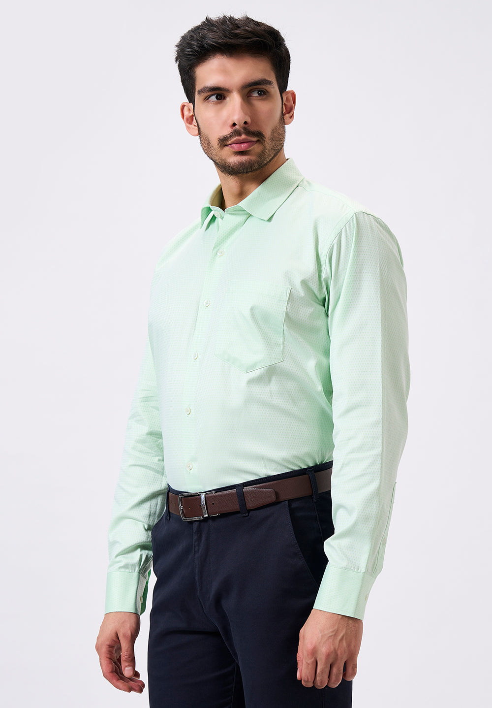 Men Green Regular Fit Formal Shirt