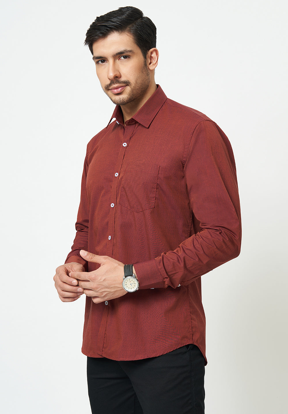 Men Red Slim Fit Formal Shirt