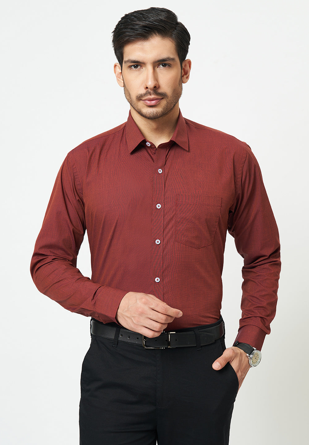 Men Red Slim Fit Formal Shirt