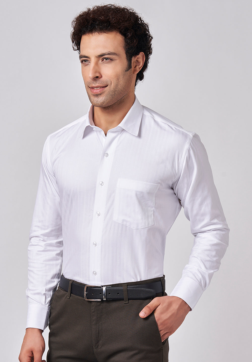 Men White Regular Fit Formal Shirt
