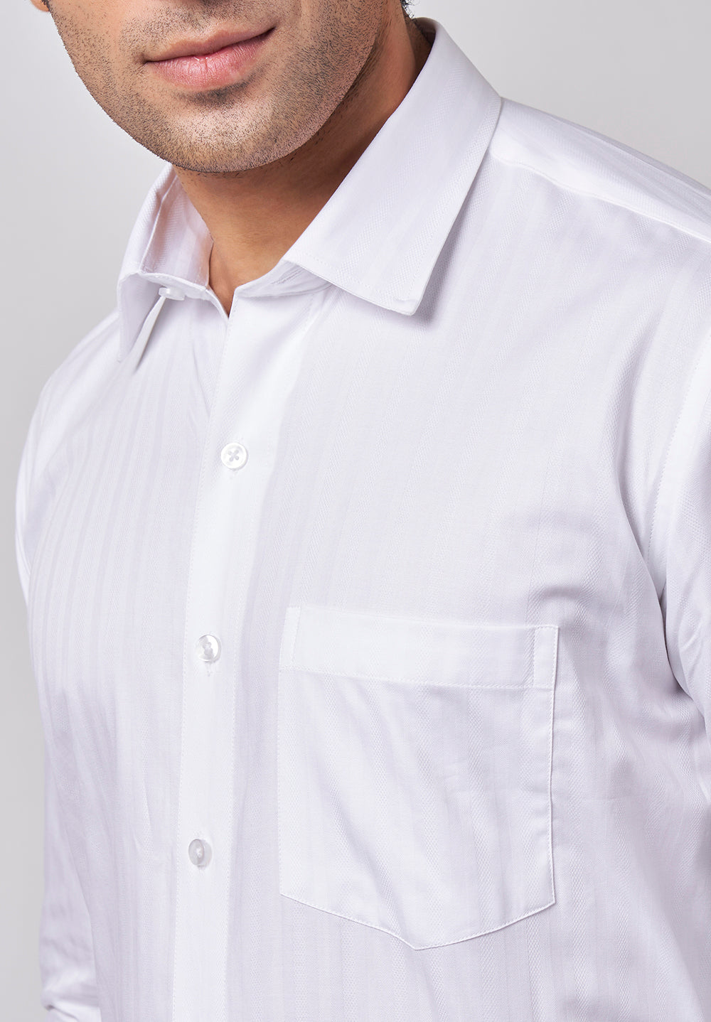 Men White Regular Fit Formal Shirt