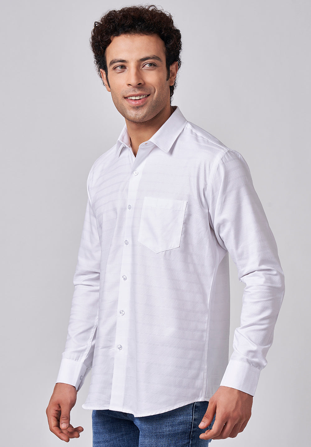 Men White Slim Fit Formal Shirt