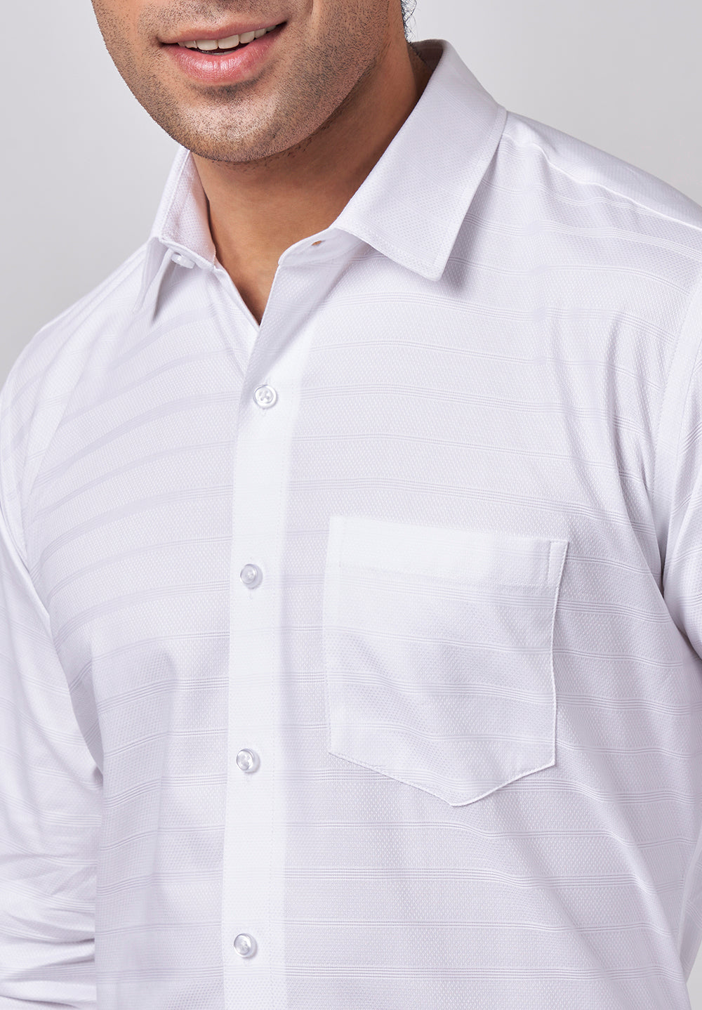 Men White Slim Fit Formal Shirt