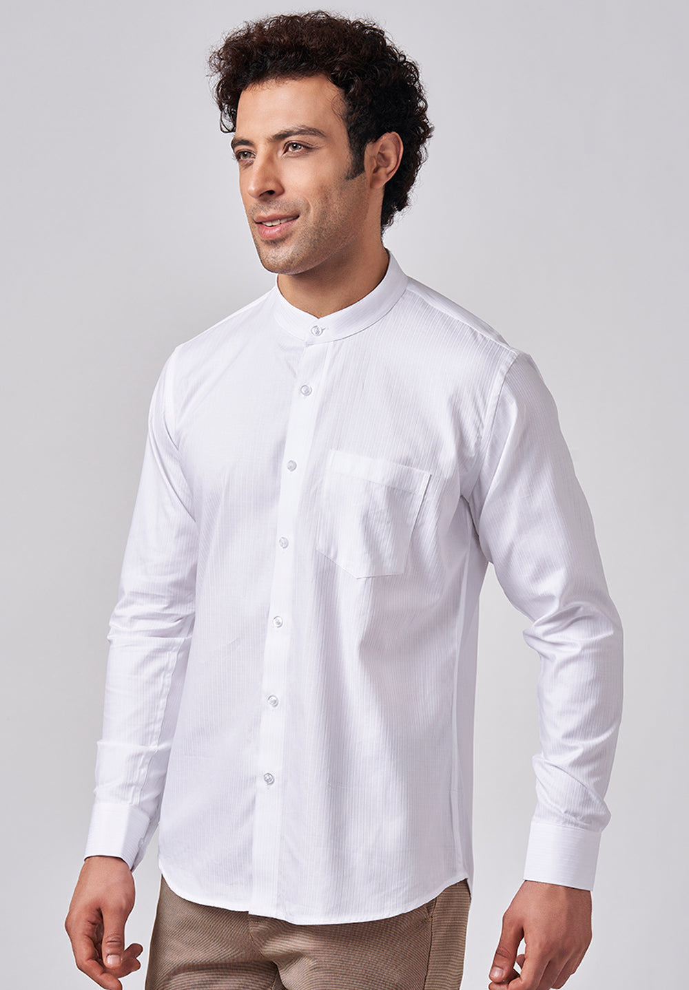 Men White Slim Fit Formal Shirt