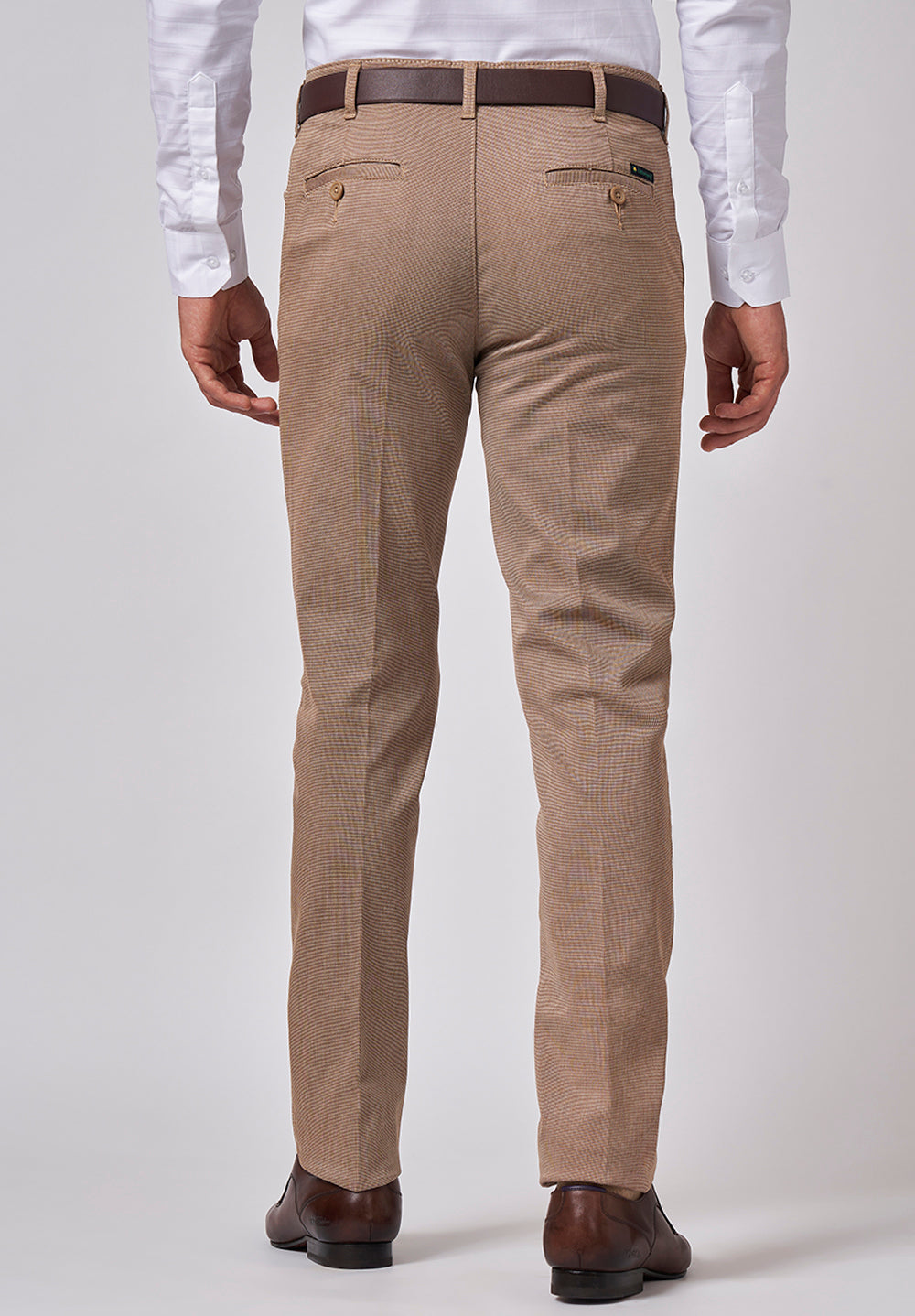 Brown Narrow Fit Cotton Trouser - Main Image