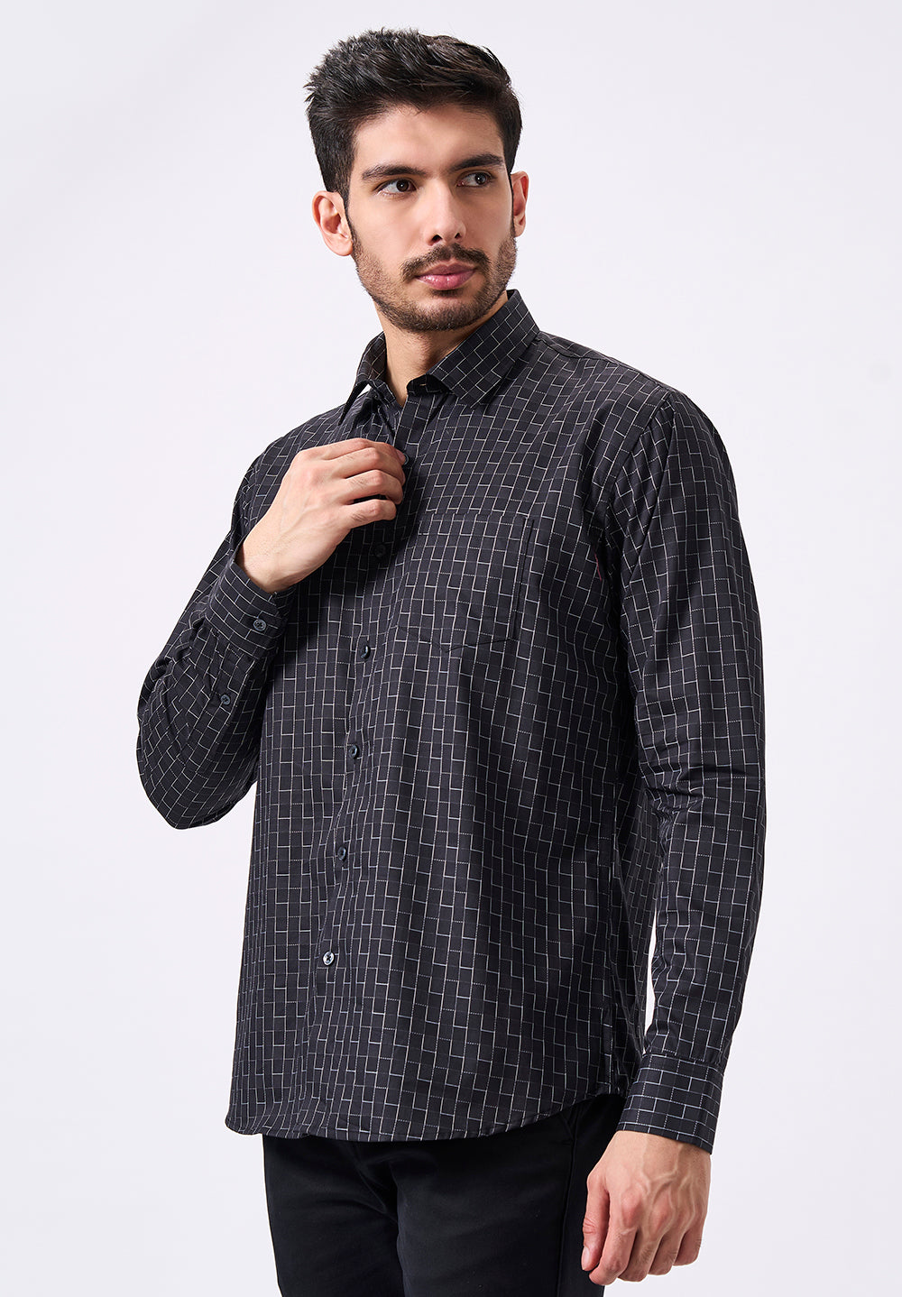 Men Black Slim Fit Formal Shirt