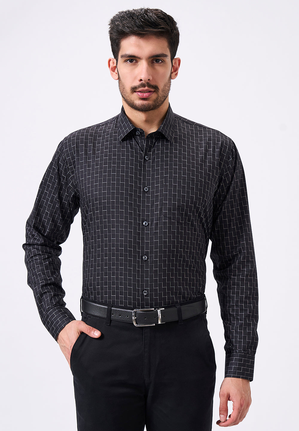 Men Black Slim Fit Formal Shirt