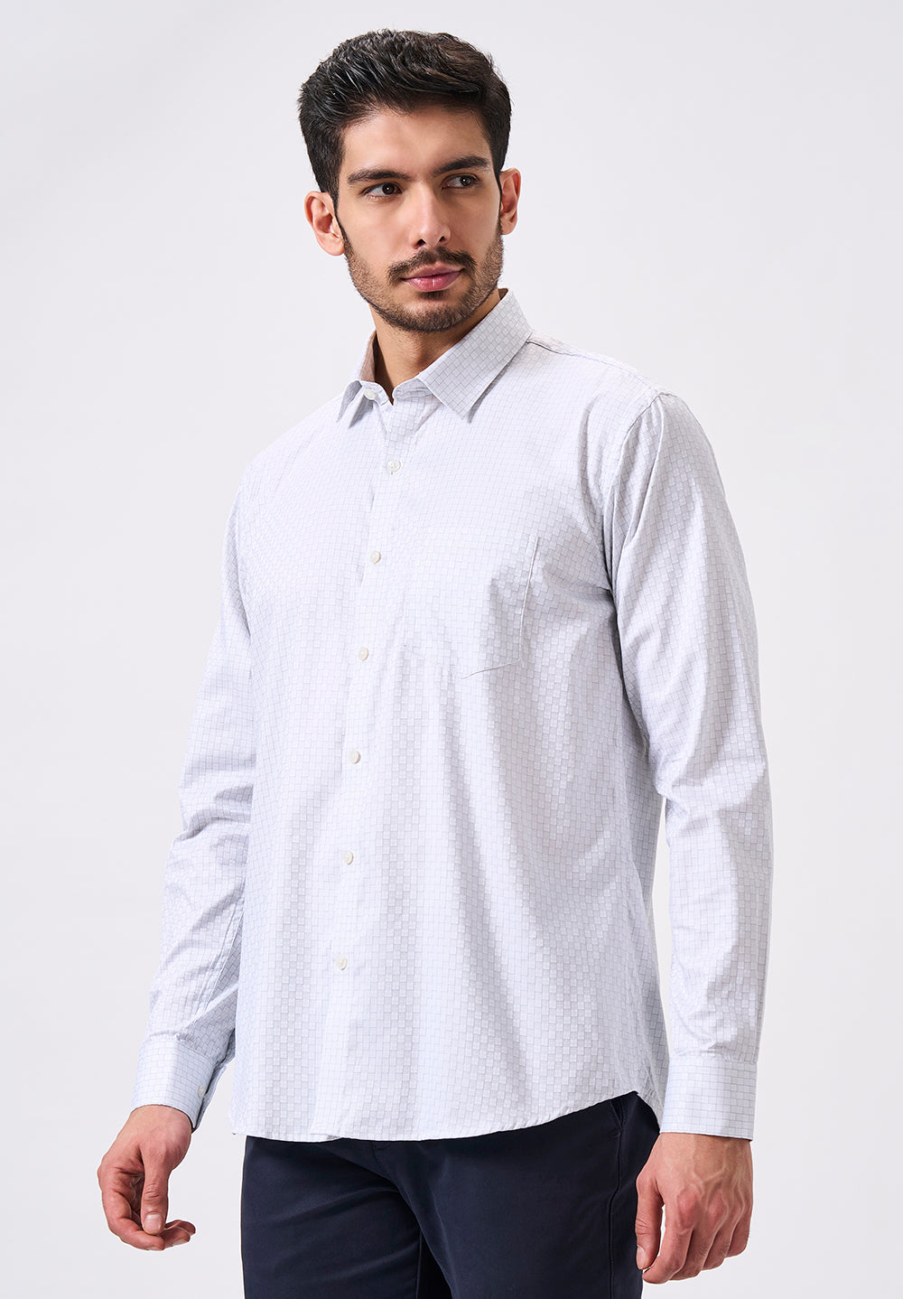 Men White Slim Fit Formal Shirt