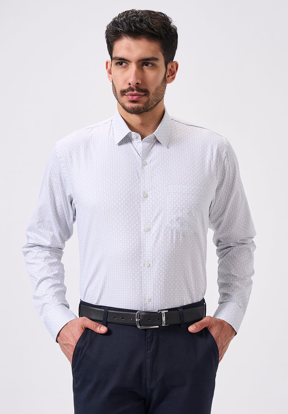Men White Slim Fit Formal Shirt