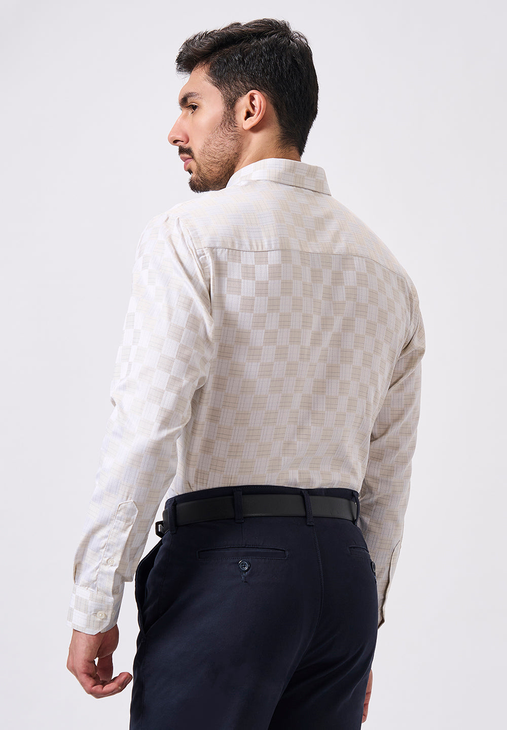 Men Beige Slim Fit Formal Shirt