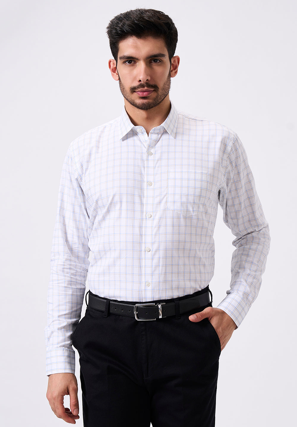 Men White Slim Fit Formal Shirt